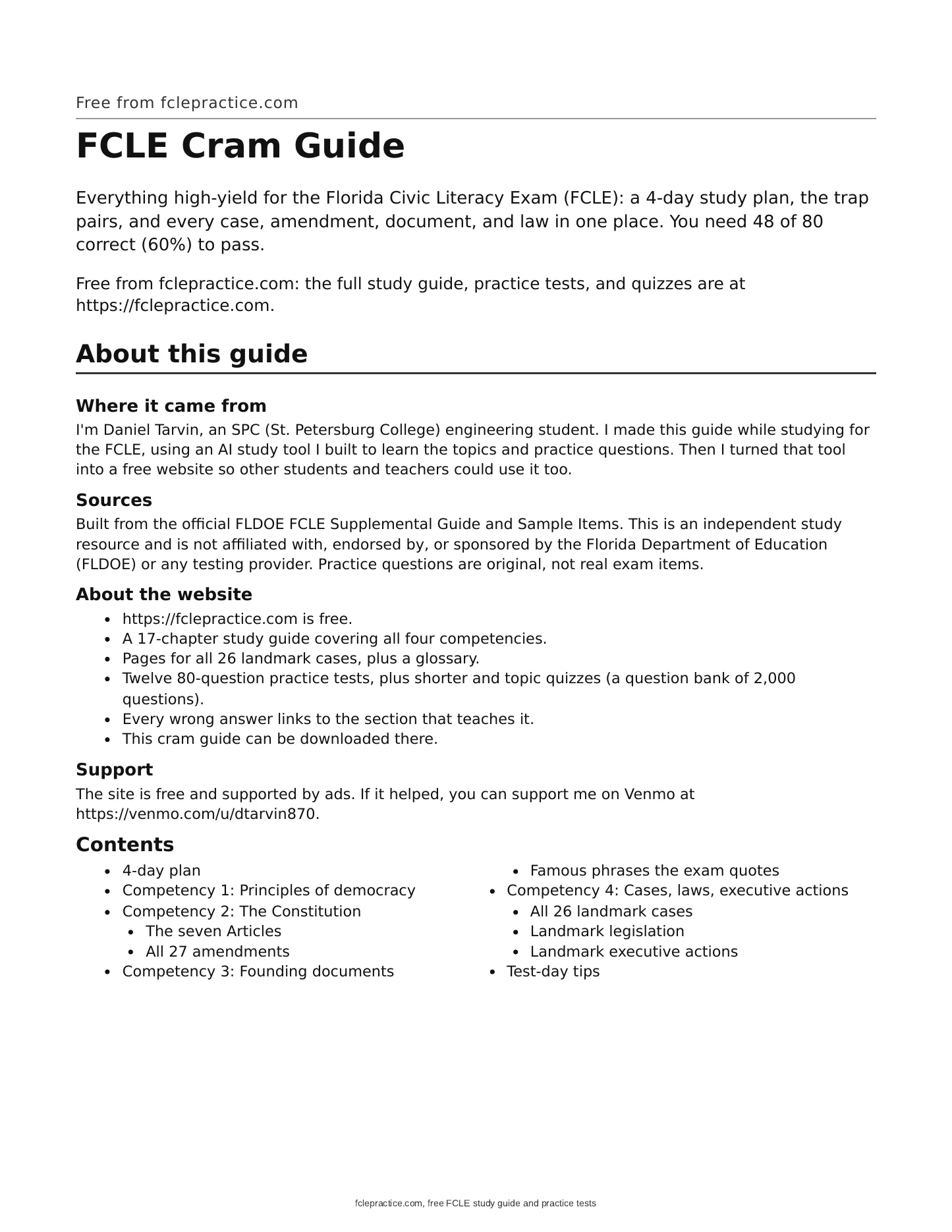 FCLE Cram Guide, page 1 of 20: FCLE Cram Guide