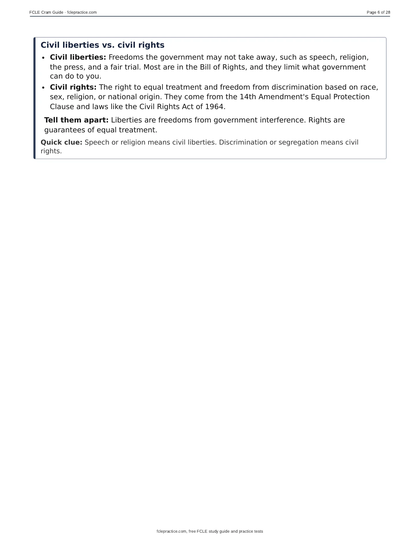 FCLE Cram Guide, page 6 of 20: Trap pair
