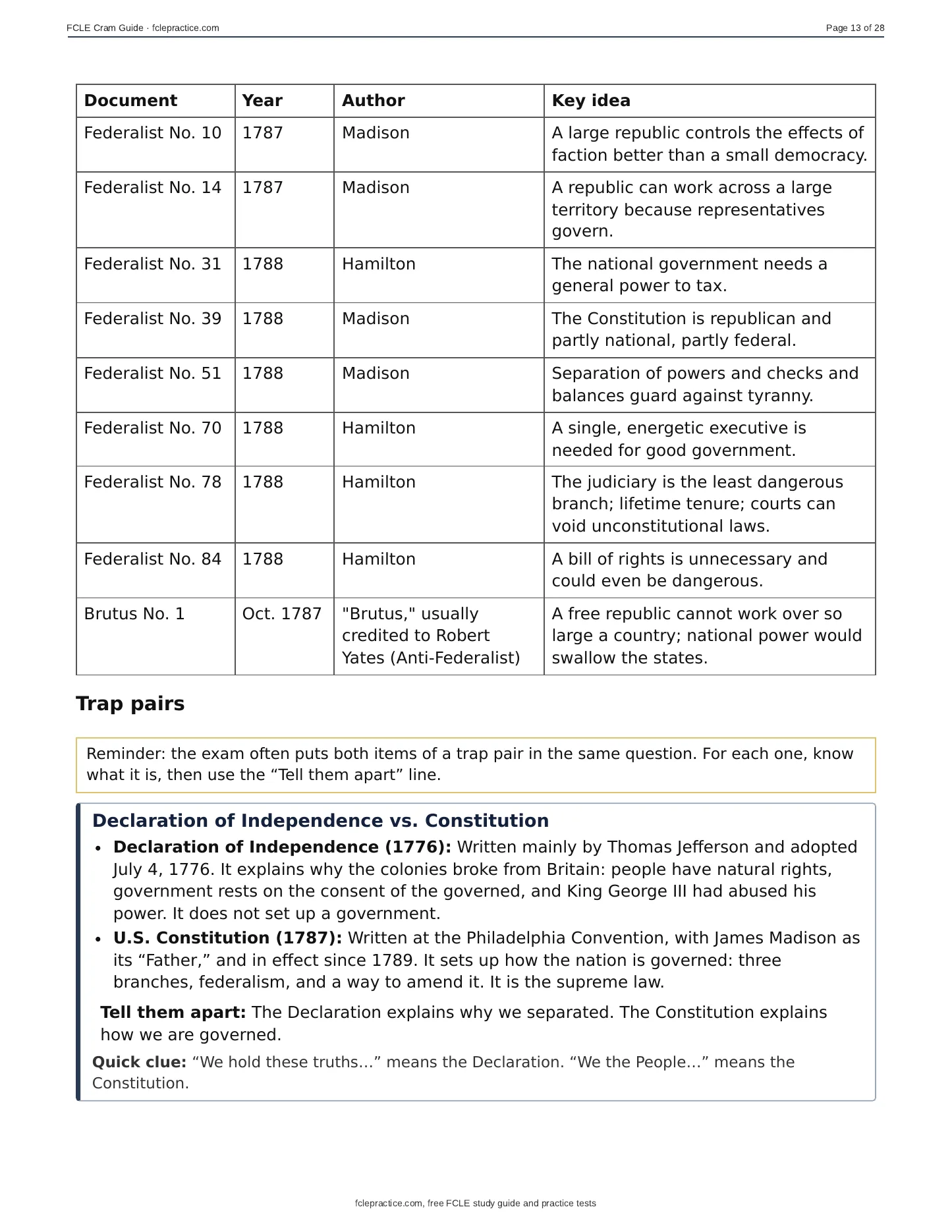FCLE Cram Guide, page 13 of 20: Case