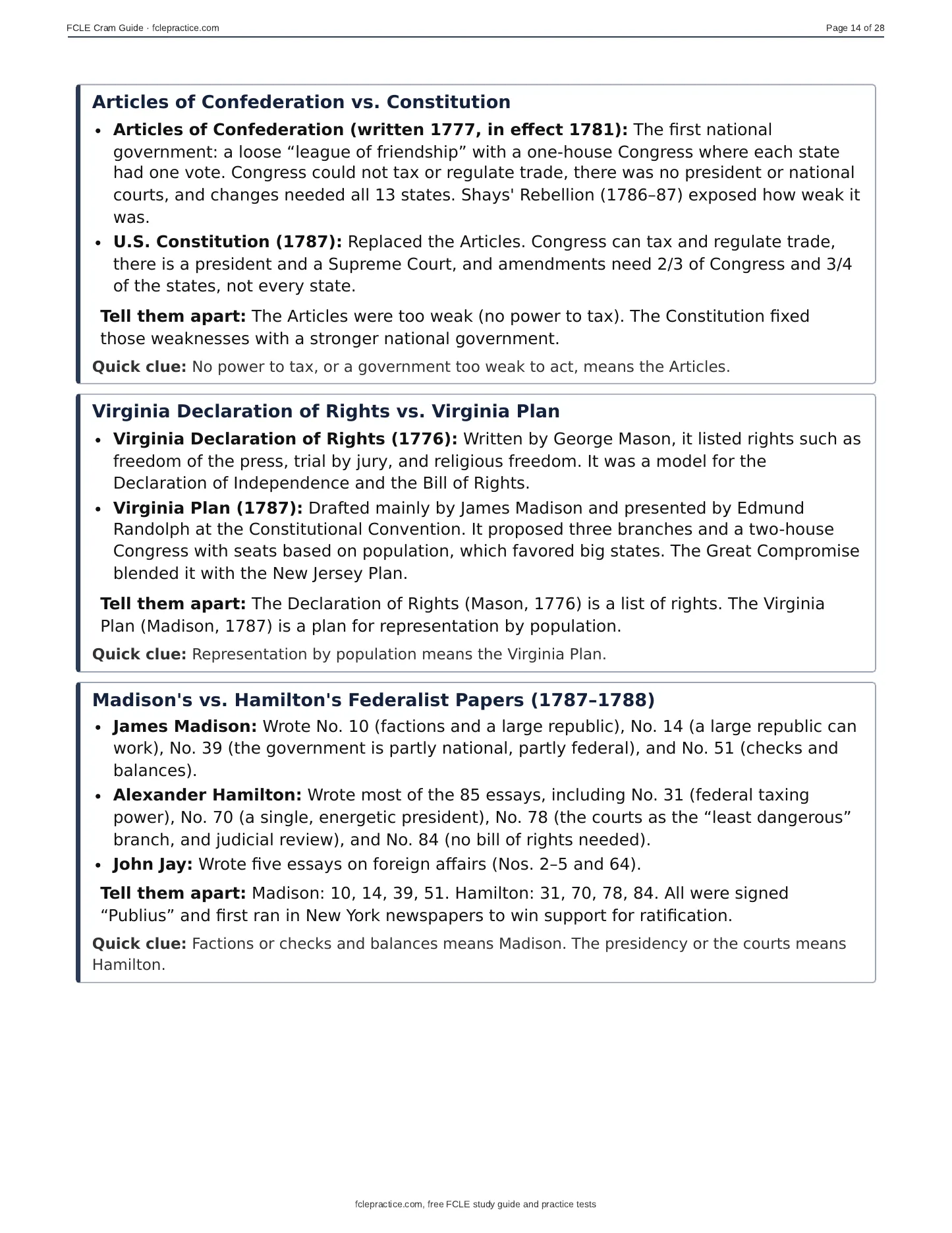 FCLE Cram Guide, page 14 of 20: Case