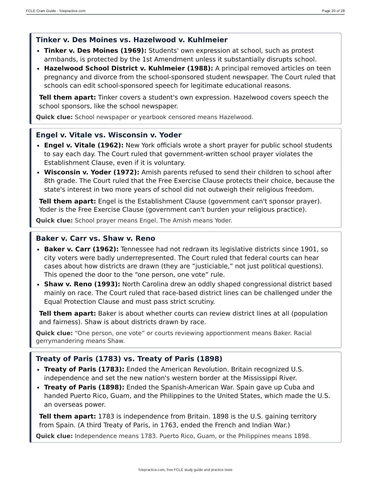 FCLE Cram Guide, page 20 of 20: Sources